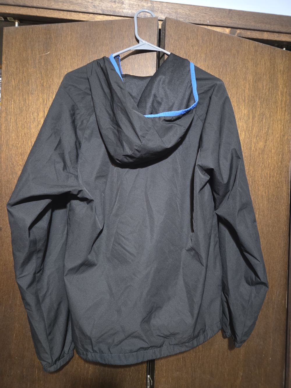New Balance Black Windbreaker with Blue Trim Hood